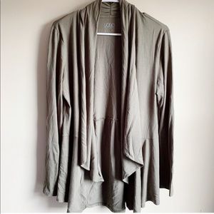 LOGO Lori Goldstein Green Waterfall Cardigan Sweater